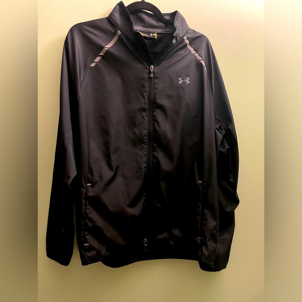 Under Armour Zip Black Windbreaker Light Jacket Size L